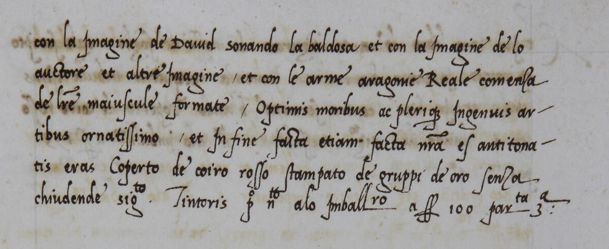 Entry describing Valencia 835 in 1527 inventory. Valencia, Universitat de València, Biblioteca Histórica, MS 947 [olim 947], fol. 112r (detail). Source: http://roderic.uv.es/uv_ms_0947.