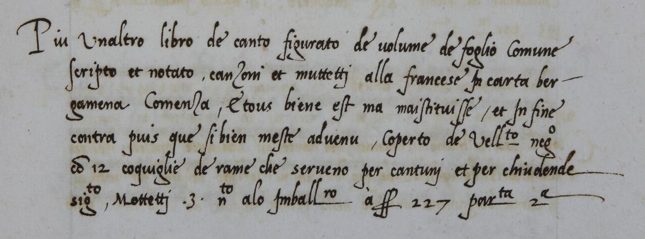 Entry no. 216 in the 1527 inventory. Valencia, Universitat de València, Biblioteca Histórica, MS 947 [olim 947], fol. 112r (detail). Source: http://roderic.uv.es/uv_ms_0947.