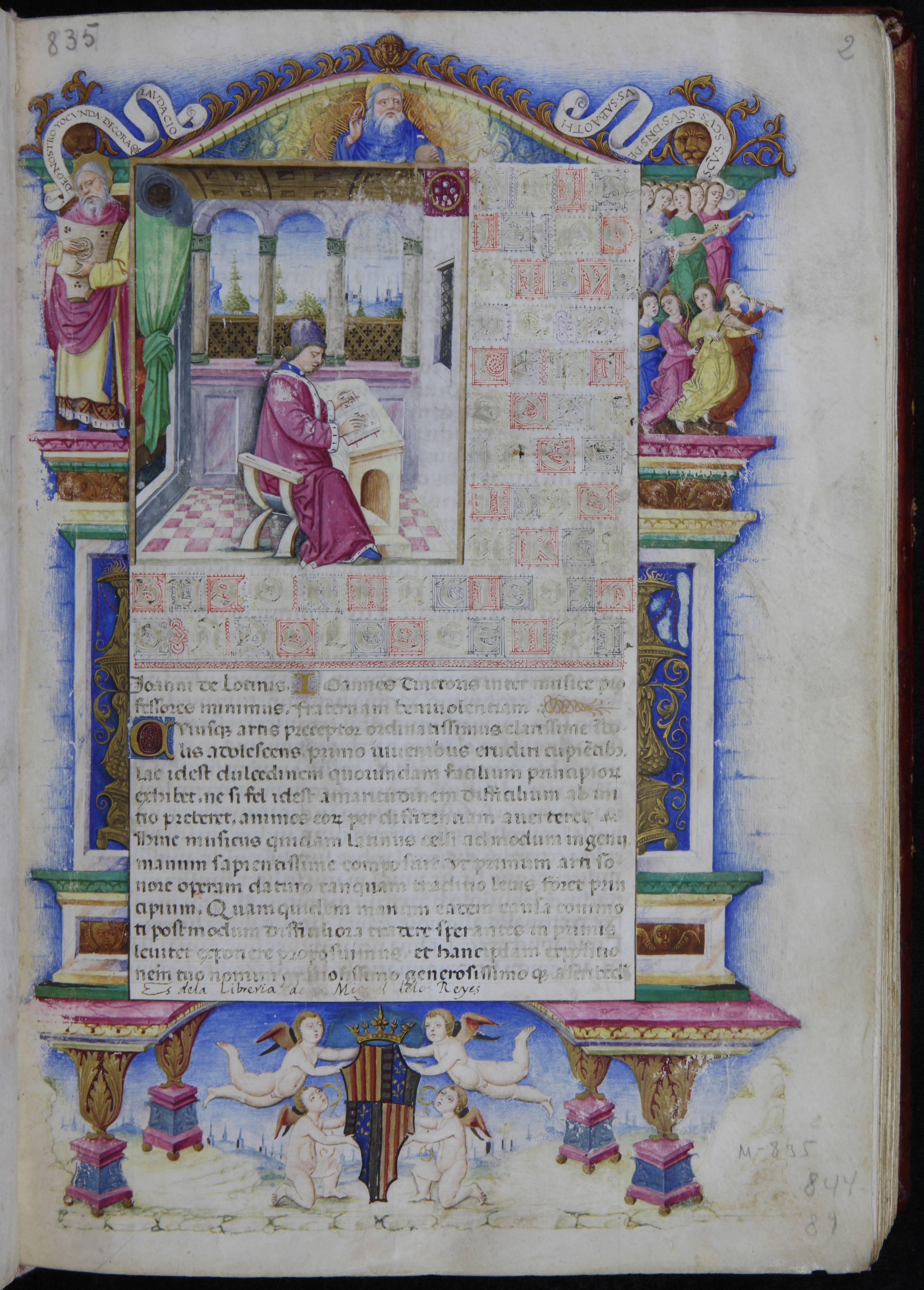 Universitat de València, Biblioteca Històrica, MS 835 [olim 844], fol. 2r: frontispiece. Source: Universitat de València, Biblioteca Històrica. 