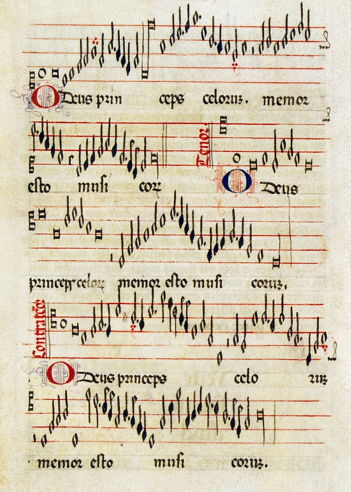 From De arte contrapuncti, Book II, chapter 34, illustrating a false concord immediately before a cadence: Bologna, Biblioteca Universitaria, MS 2573, fol. 159v (detail).